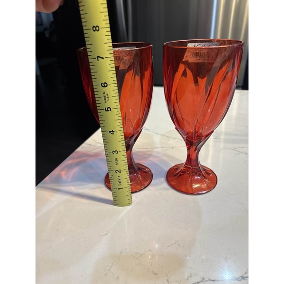 2 Noritake Breeze Red All Purpose Goblets Water Glasses Tags - Picture 4 of 5